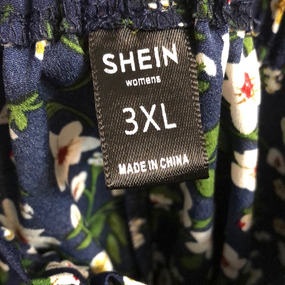 Navy floral midi skirt with tie - Picture 3 of 4